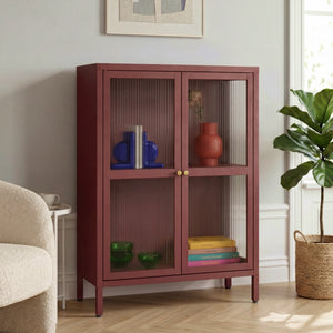 Credenza Säkylä Comò con Ante in Vetro Scanalato [en.casa]