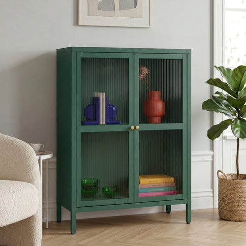Credenza Säkylä Comò con Ante in Vetro Scanalato [en.casa]