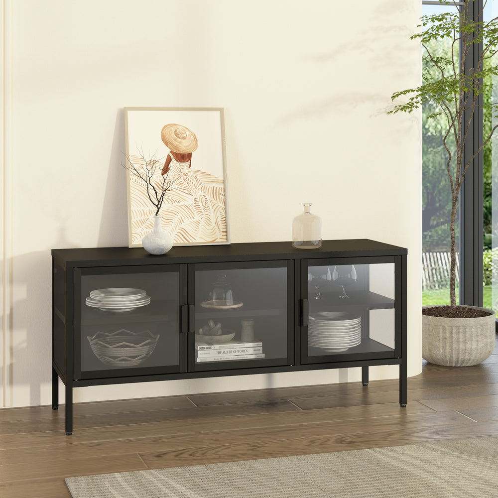 Armadietto con Vetrina Borshavisa Credenza con Ante in Vetro [en.casa] 