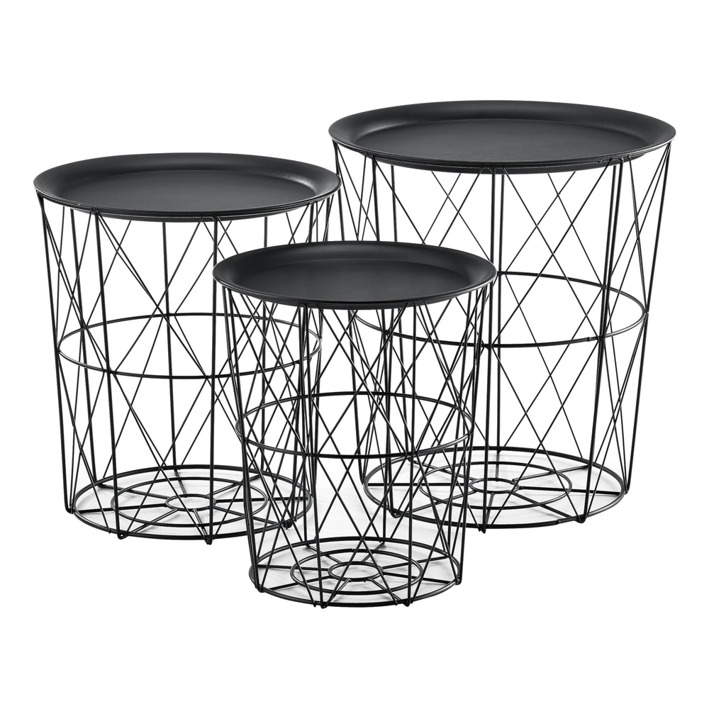 Set di 3 tavolini contenitore in metallo Worcester en.casa - premiumXL