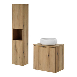 Set Pensile Newport da Bagno con Mobile a Colonna Mobile Sottolavabo e Lavabo in Ceramica [en.casa]