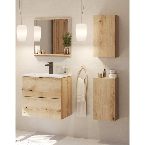 Set SKELBOLU di 4 Mobili da Bagno - Effetto Rovere [en.casa]