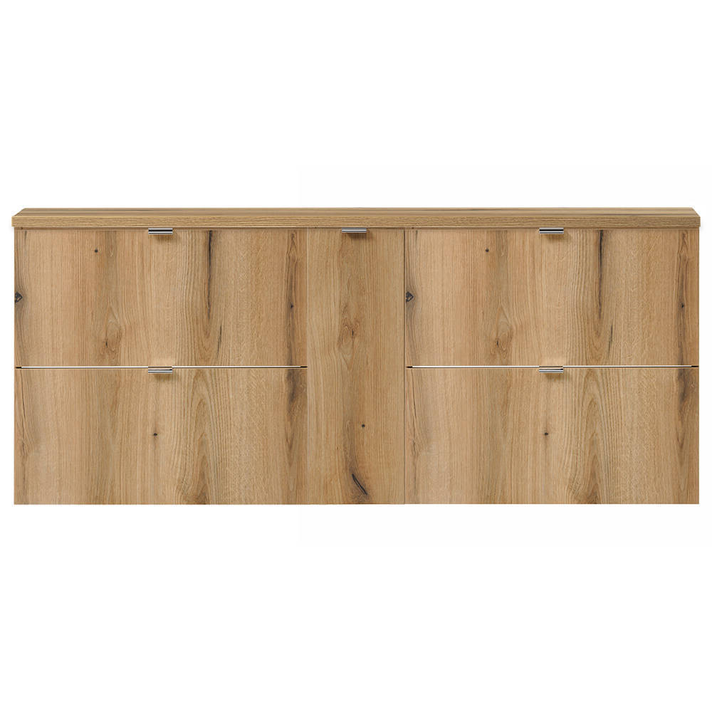 Lavabo doppio Skelbolu 140x60x40 cm con ante e cassetti rovere [en.casa]