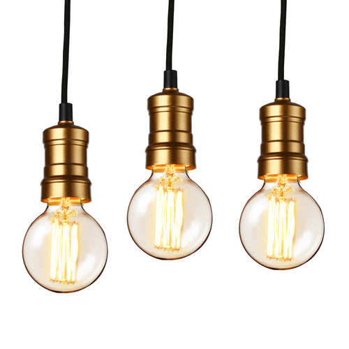Lampada a Sospensione 'Turin' Lampadario con 1 Fonte di Luce Senza Paralume in Stile Industriale - Set da 3 o Singolare [lux.pro]