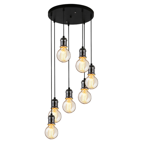 [lux.pro] Lampadario 7 fiamme con supporti in altezza differente [7 x E27 base] lunghezza 125cm
