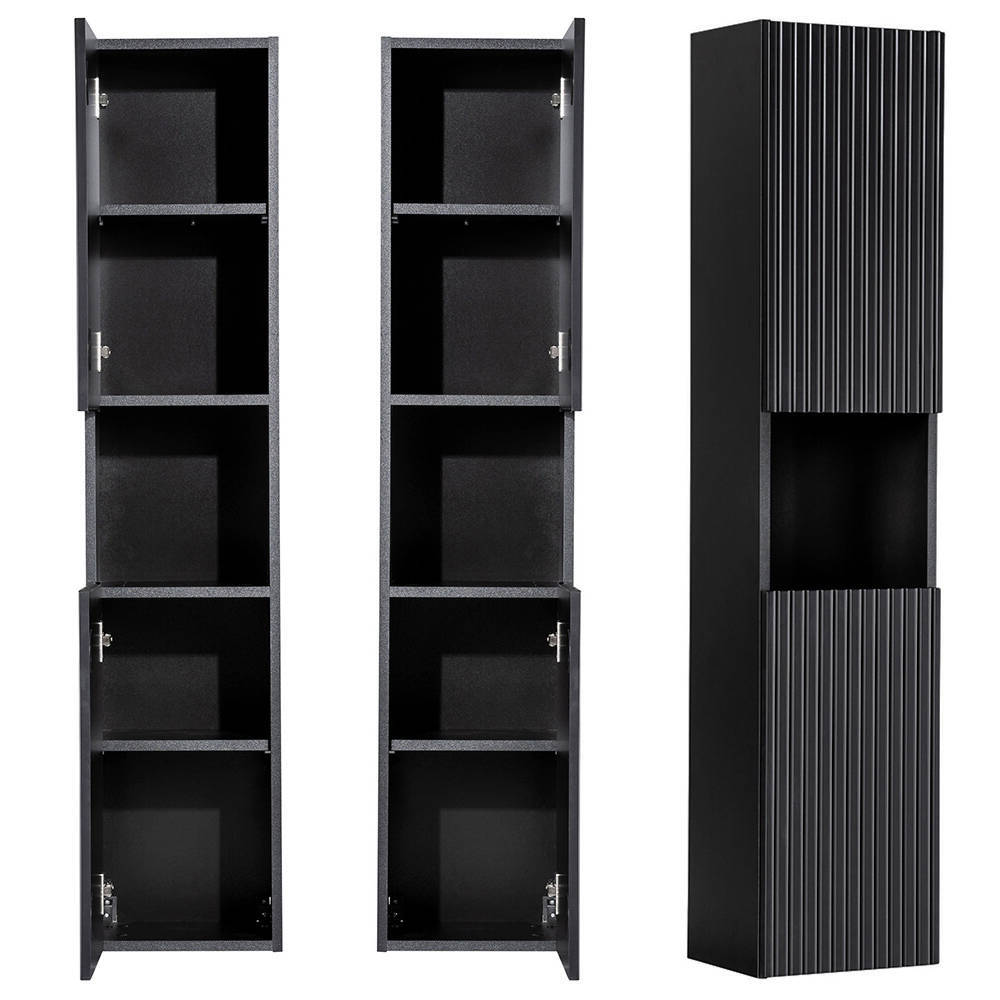 Mobile a Colonna Pensile da Bagno NEWPORT 140x30x25 cm - Nero [en.casa]