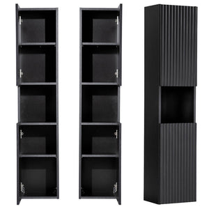 Mobile a Colonna Pensile da Bagno NEWPORT 140x30x25 cm - Nero [en.casa]