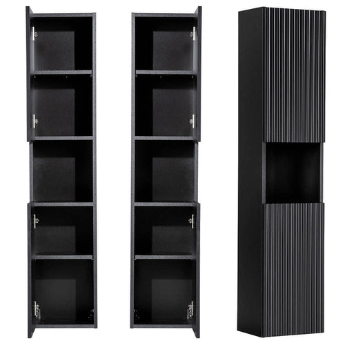 Mobile a Colonna Pensile da Bagno NEWPORT 140x30x25 cm - Nero [en.casa]