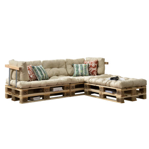 Set di Cuscini per Mobili in Pallet / Bancale EPAL Composti di 3 Cuscini di Seduta e 5 Cuscini Schienali - Impermeabili, Trapuntati, Imbottiti - Vari Colori
