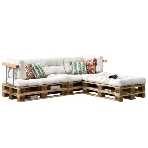 Set di Cuscini per Mobili in Pallet / Bancale EPAL Composti di 3 Cuscini di Seduta e 5 Cuscini Schienali - Impermeabili, Trapuntati, Imbottiti - Vari Colori