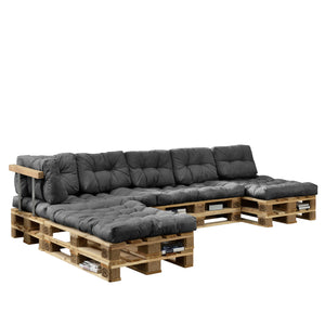 Set di Cuscini per Mobili in Pallet / Bancale EPAL Composti di 4 Cuscini di Seduta e 6 Cuscini Schienali - Impermeabili, Trapuntati, Imbottiti - Vari Colori