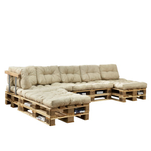 Set di Cuscini per Mobili in Pallet / Bancale EPAL Composti di 4 Cuscini di Seduta e 6 Cuscini Schienali - Impermeabili, Trapuntati, Imbottiti - Vari Colori