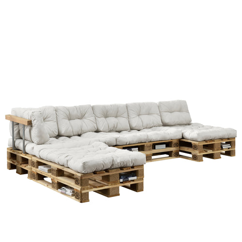 Set di Cuscini per Mobili in Pallet / Bancale EPAL Composti di 4 Cuscini di Seduta e 6 Cuscini Schienali - Impermeabili, Trapuntati, Imbottiti - Vari Colori