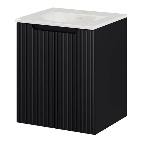 Armadio Pensile Sottolavabo NEWPORT con Lavandino - Nero [en.casa]