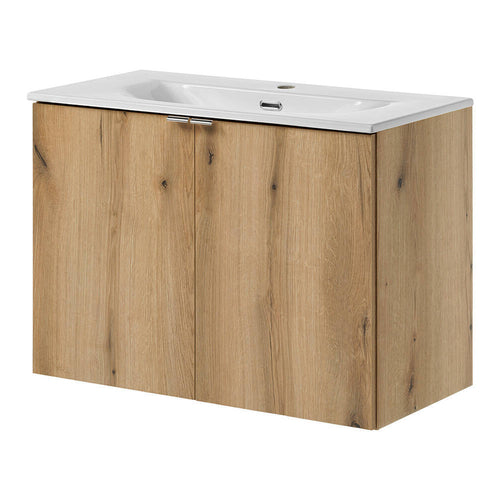 Lavabo Skelbolu con ante effetto quercia [en.casa]